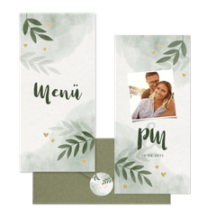 Hochzeitskartenset Botanical Wasserfarbe mit Goldherzchen