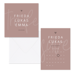 Hochzeitskartenset minimalistisch Altrosa