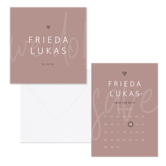 Hochzeitskartenset minimalistisch Altrosa