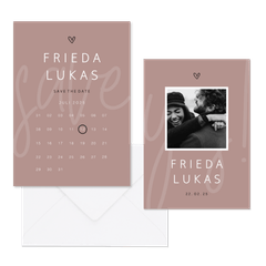 Hochzeitskartenset minimalistisch Altrosa