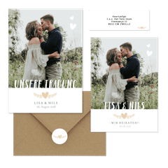 Hochzeitskartenset schlichte Fotoreihe