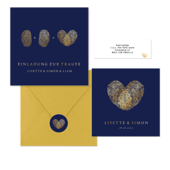 Hochzeitskartenset goldener Fingerabdruck