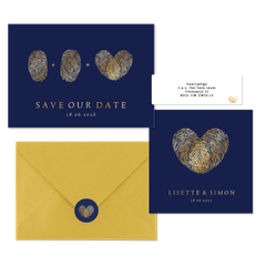 Hochzeitskartenset goldener Fingerabdruck