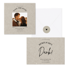 Hochzeitskartenset grauer Karton