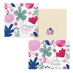 Hochzeitskartenset Aquarellblumen