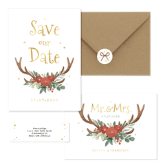 Hochzeitskartenset Blumen & Geweih