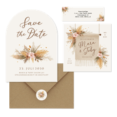 Hochzeit - Boho Blumenstrauß mit Gräsern und Blüten