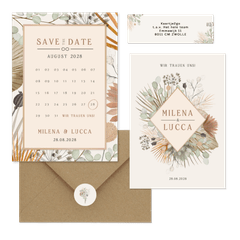 Hochzeitskartenset Trockenblumen und Gräser