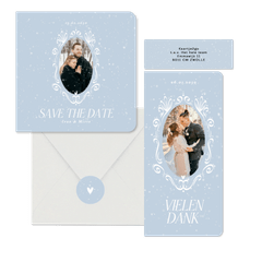 Hochzeit - Winterhochzeit Schneeflocken auf Blau romantische Ornamente