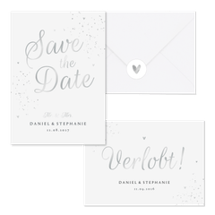 Hochzeitskartenset Silberschrift