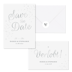 Hochzeitskartenset Silberschrift