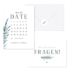 Hochzeitskartenset blaugrüner Zweig