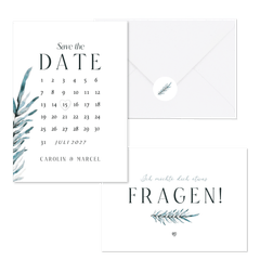 Hochzeitskartenset blaugrüner Zweig