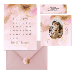 Hochzeitskartenset Bohemian Aquarell in Rosegold 