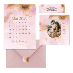 Hochzeitskartenset Bohemian Aquarell in Rosegold 