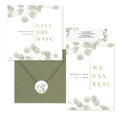 Hochzeitskartenset stilvoller Eukalyptus