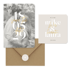 Hochzeitskarten minimalistisch mit Goldschrift
