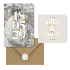 Hochzeitskarten minimalistisch mit Goldschrift