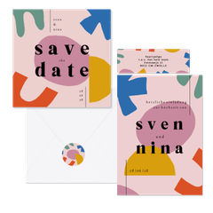 Hochzeitskartenset Modern Art in bunt