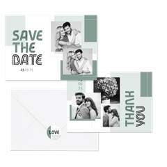 Hochzeitskartenset grafisches Design in Grün