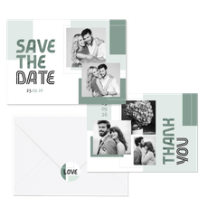 Hochzeitskartenset grafisches Design in Grün