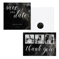 Hochzeitskartenset industriell mit Gold