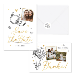 Hochzeitskartenset einfache Doodles 