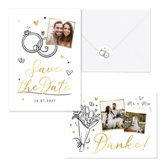 Hochzeitskartenset einfache Doodles 