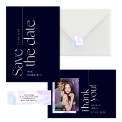 Hochzeitskarten modernes Set mit Holo-Schrift & Mr. & Mrs.