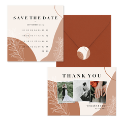 Hochzeitskartenset erdiges Boho mit Zweigen