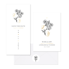 Hochzeitskartenset Blumenillustration schwarz-weiß