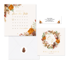 Hochzeitskartenset Blätterkranz Herbststimmung