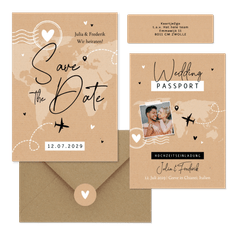 Hochzeitskartenset als Wedding Passport mit Landkarte