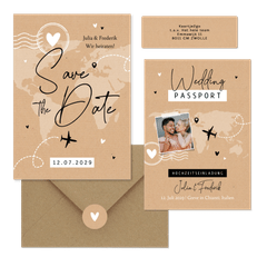 Hochzeitskartenset als Wedding Passport mit Landkarte