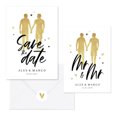 Hochzeitskartenset Mr&Mr Silhouette in Gold