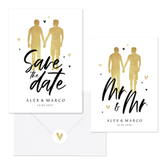 Hochzeitskartenset Mr&Mr Silhouette in Gold