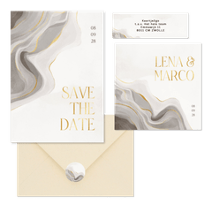 Hochzeitskartenset grauer Marmor mit Gold