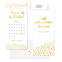 Hochzeitskartenset goldene Punkte