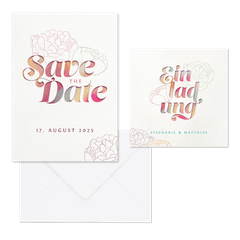 Hochzeitskartenset Bunte Papeterie mit Pfingstrosen