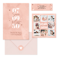 Hochzeit - Rosa Aquarell Typografie 