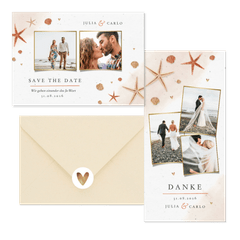 Hochzeitskartenset Seesterne und Sand