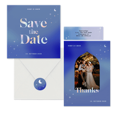 Hochzeitskartenset holografische Sterne 