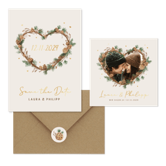 Hochzeit - Tannenzweige Herz Rahmen zur Winterhochzeit 