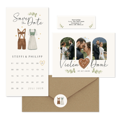 Hochzeitskartenset Dirndl & Lederhose
