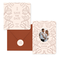 Hochzeit - Tulpen Linienzeichnung auf Beige