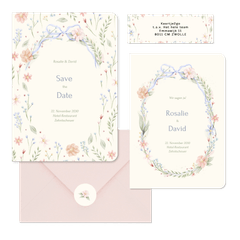 Hochzeit - Aquarell Blumenkranz mit Schleife Vintage