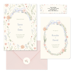 Hochzeit - Aquarell Blumenkranz mit Schleife Vintage