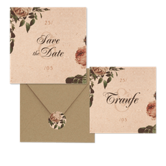 Hochzeitskartenset Vintage Rosen auf Papierstruktur