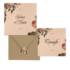 Hochzeitskartenset Vintage Rosen auf Papierstruktur