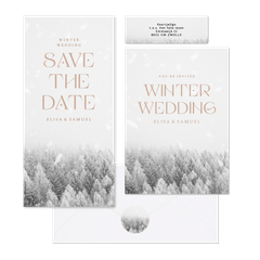 Hochzeitskartenset weißer Winterwald